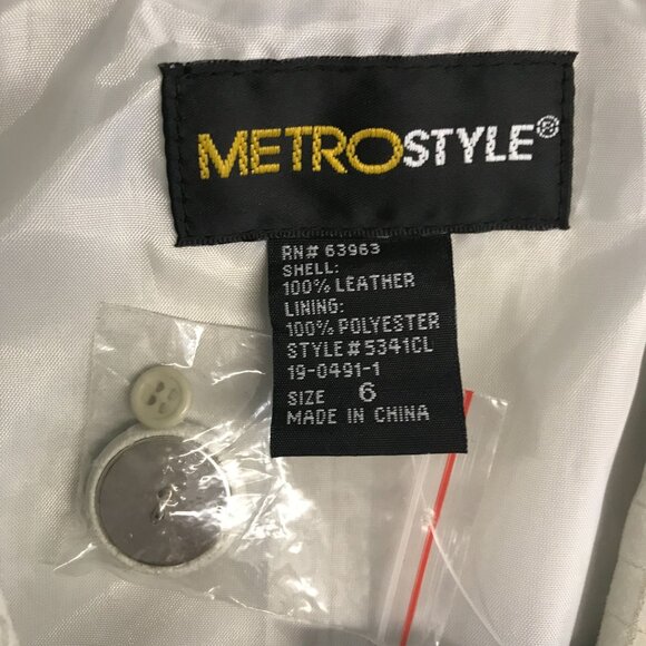 Leather Blazer Womens 6 Green Croc-Embossed One Button Ltweight Y2K Metrostyle - Picture 5 of 11